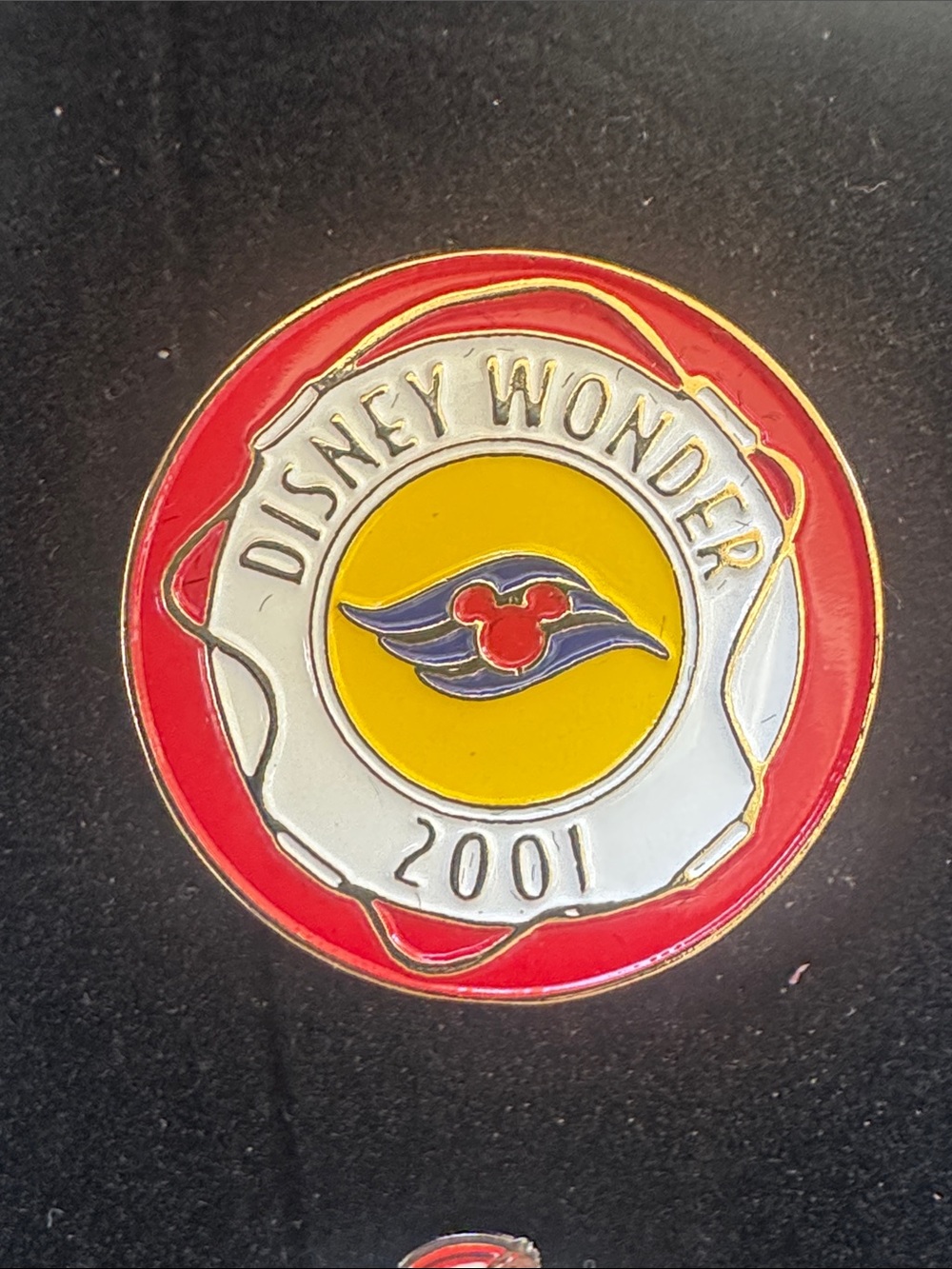 Disney Wonder 2001 Red White Yellow Enamel Pin